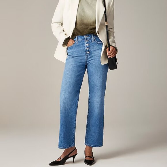 J.Crew Women's Slim-wide jean with button-fly Size 25 Pinamont Wash Color - Picture 1 of 6